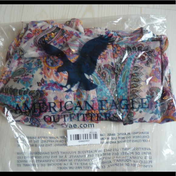 New American Eagle Ruffle Patterned Kimono XS/S Boho - Picture 5 of 7